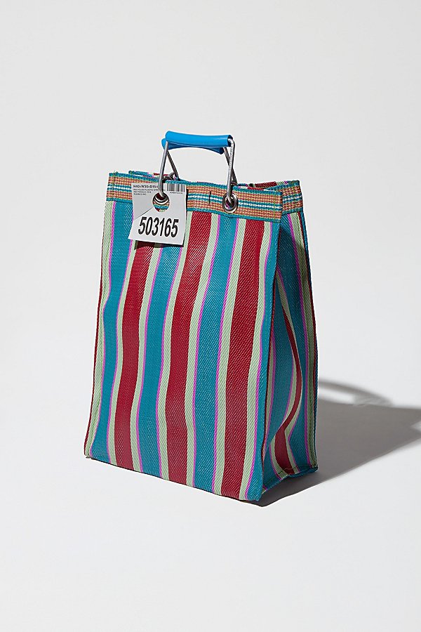 Puebco Tall Recycled Plastic Stripe Bag In Red