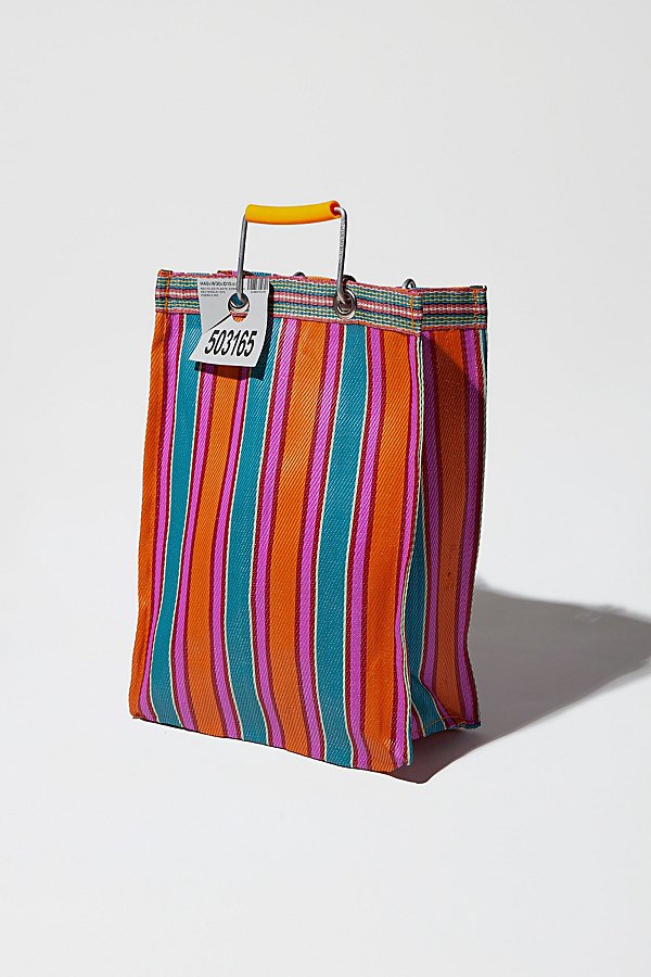 Puebco Tall Recycled Plastic Stripe Bag In Orange