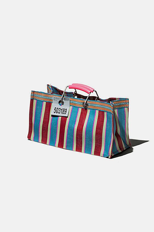 Puebco Wide Recycled Plastic Stripe Bag In Red