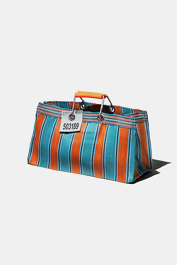 Puebco Wide Recycled Plastic Stripe Bag In Orange