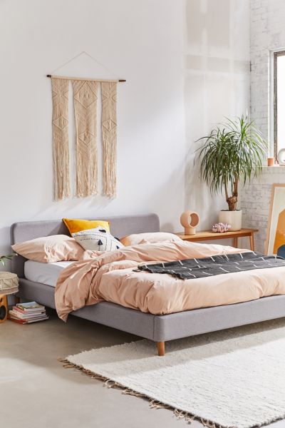Urban Outfitters Riley Performance Linen Platform Bed In Grey