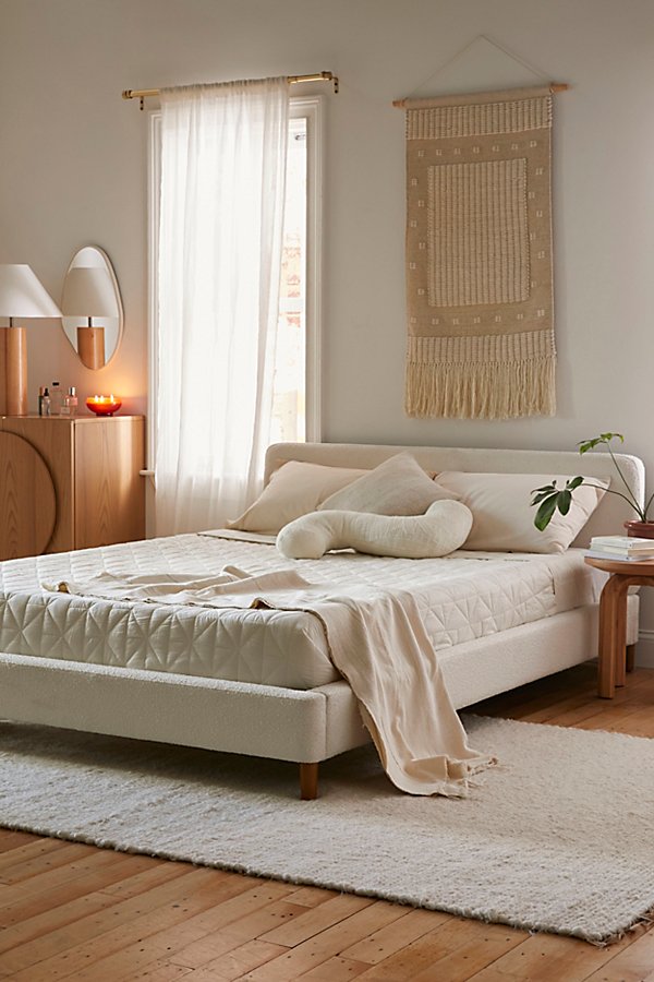 Urban Outfitters Riley Boucle Platform Bed In Cream