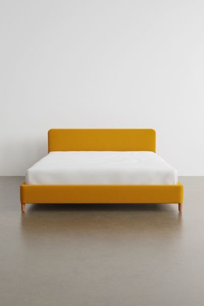 Urban Outfitters Riley Velvet Platform Bed In Mustard