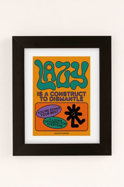 Urban Outfitters Exquisite Paradox Lazy Is A Construct Art Print In Washed Black At  In Multi