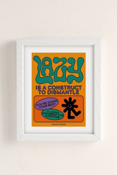 Urban Outfitters Exquisite Paradox Lazy Is A Construct Art Print In White At