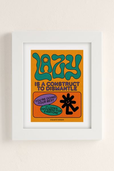 Urban Outfitters Exquisite Paradox Lazy Is A Construct Art Print In Cream At  In Multi