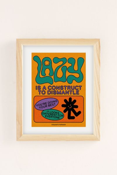Urban Outfitters Exquisite Paradox Lazy Is A Construct Art Print In Neutral At