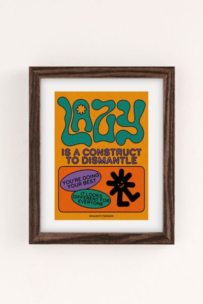 Urban Outfitters Exquisite Paradox Lazy Is A Construct Art Print In Brown At