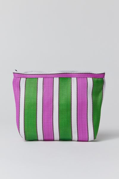 Urban Outfitters Uo Striped Mesh Pouch In Green + Berry