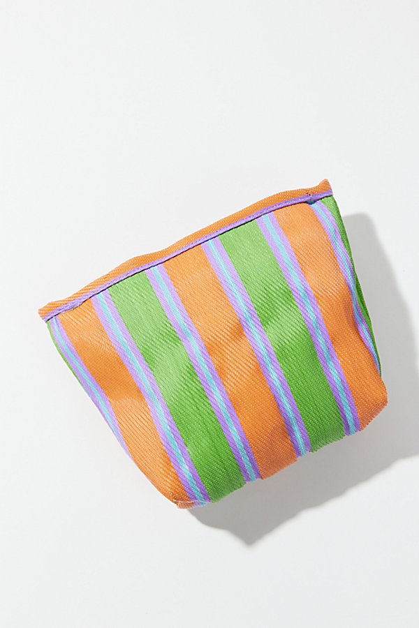 Urban Outfitters Uo Striped Mesh Pouch In Orange + Lime