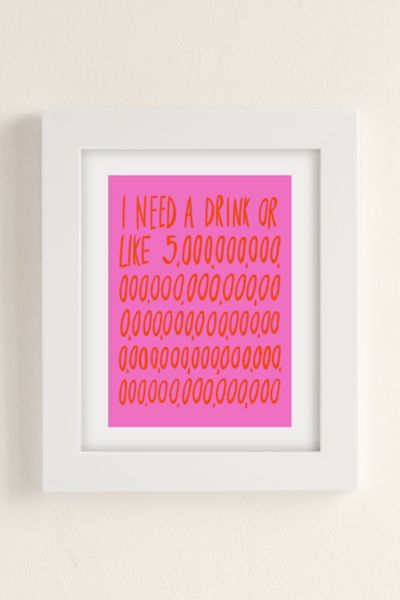 Urban Outfitters Julia Walck I Need A Drink Pink Art Print In Cream At