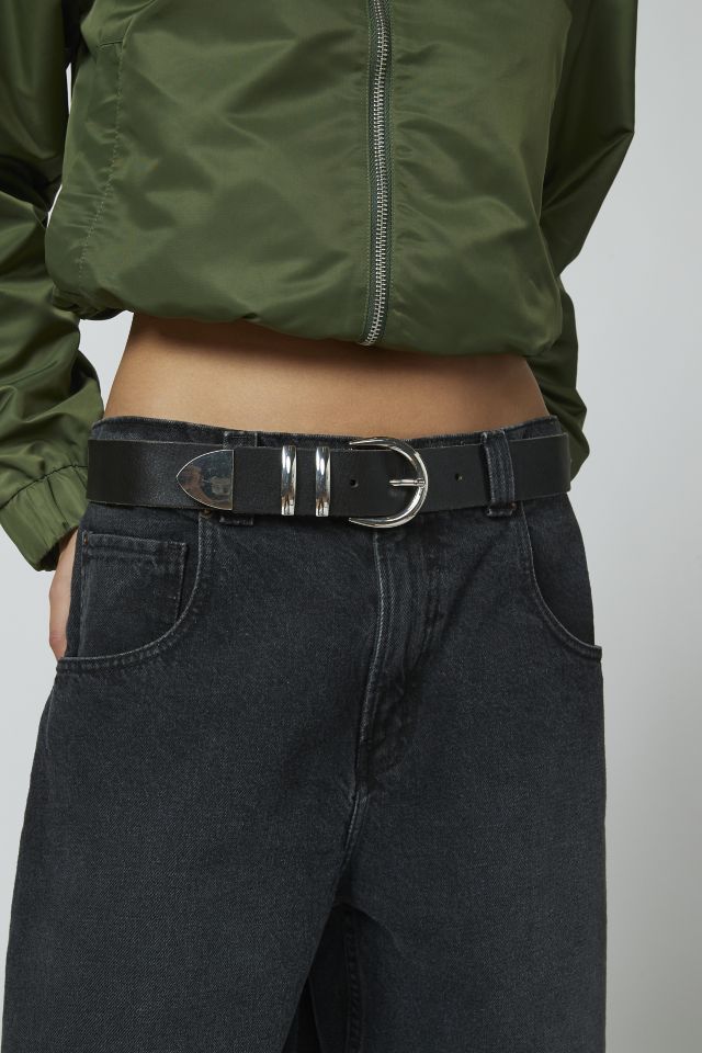 UO Isla Curved Buckle Leather Belt