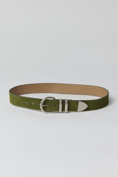 Urban Outfitters Uo Isla Curved Buckle Leather Belt In Olive