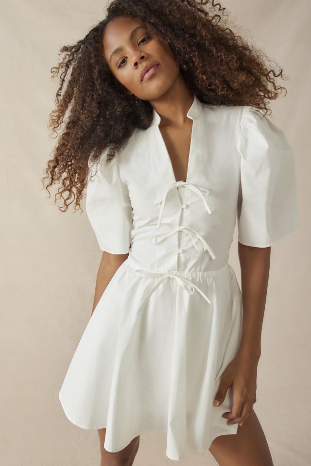 White button outlet mini dress