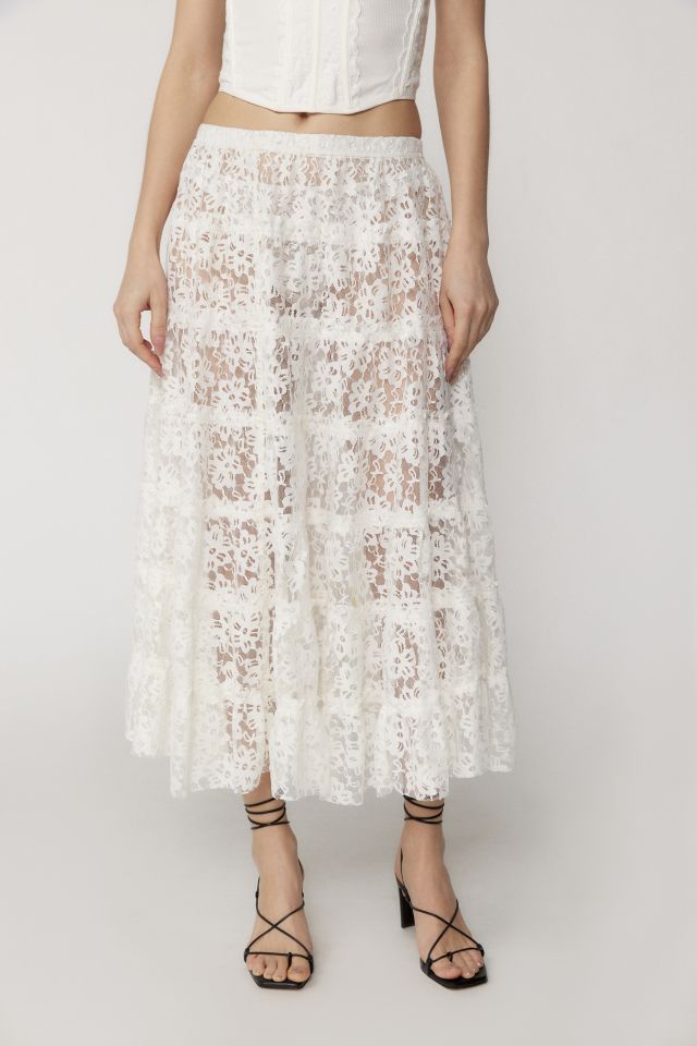 Jupe Mi-Longue UO Lily en Dentelle Transparente #2