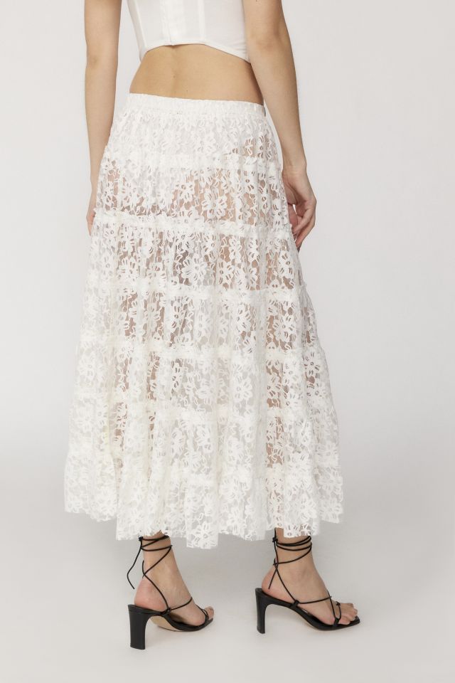 Jupe Mi-Longue UO Lily en Dentelle Transparente #3