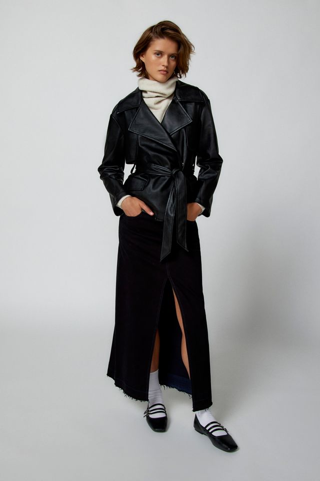 Noize Guilia Faux Leather Cropped Trench Coat #2