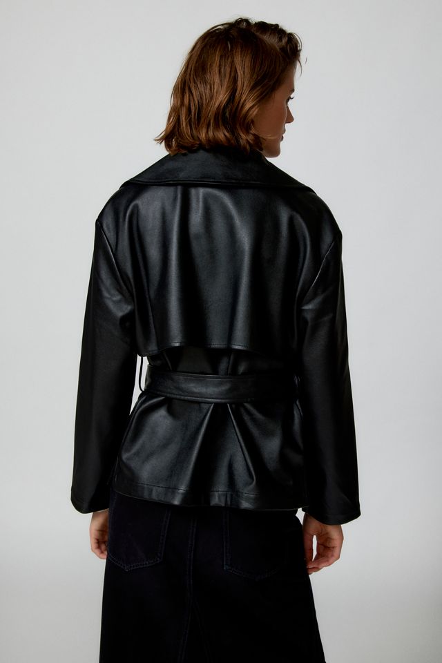 Noize Guilia Faux Leather Cropped Trench Coat #3