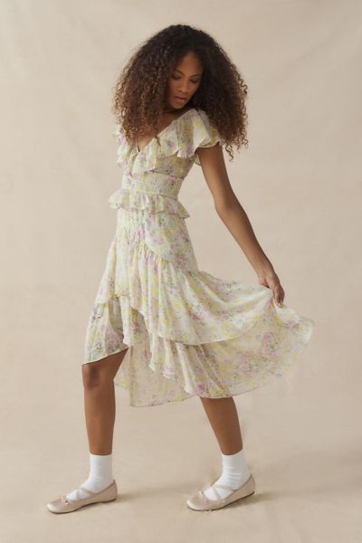 En Saison Bien Ruffle Floral Midi Dress