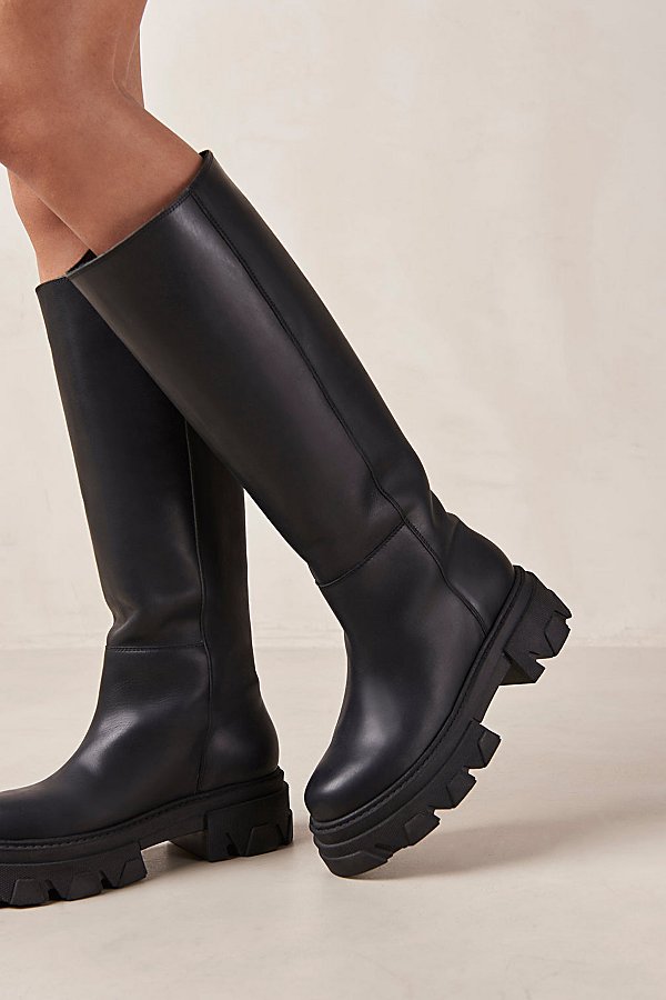 Alohas Katiuska Leather Knee High Platform Boot In Black