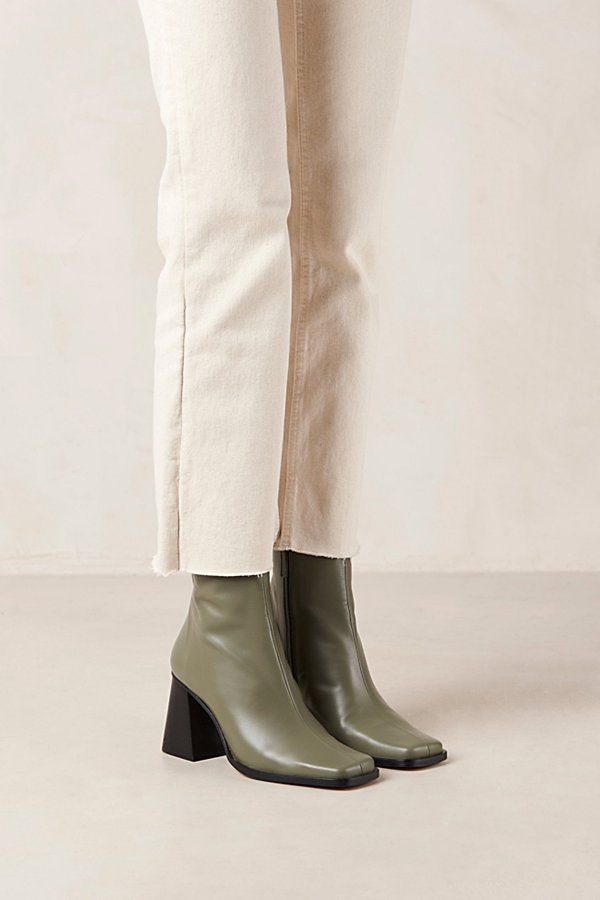 Shop Alohas South Leather Ankle Boot In Dusty Olive, Women's At Urban Outfitters