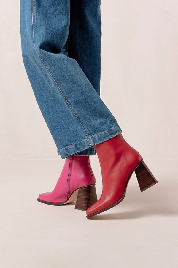 Alohas South Leather Ankle Boot In Lipstick Red Magenta