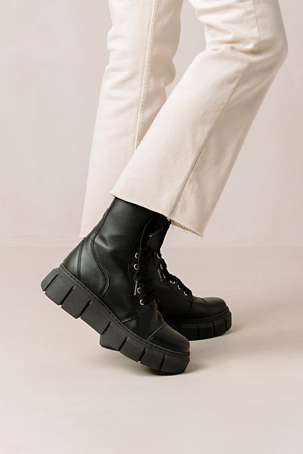 Alohas Can Can Leather Platform Combat Boot In Corn Black
