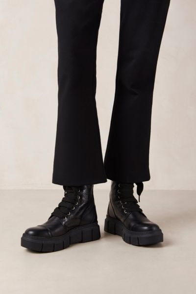 ALOHAS CAN CAN LEATHER PLATFORM COMBAT BOOT
