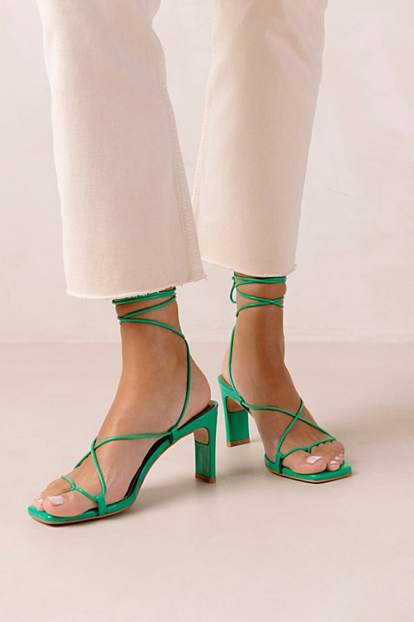 ALOHAS BELLINI LEATHER STRAPPY HEEL IN SHINY GREEN, WOMEN'S AT URBAN OUTFITTERS