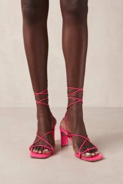 ALOHAS BELLINI LEATHER STRAPPY HEEL IN NEON MAGENTA, WOMEN'S AT URBAN OUTFITTERS