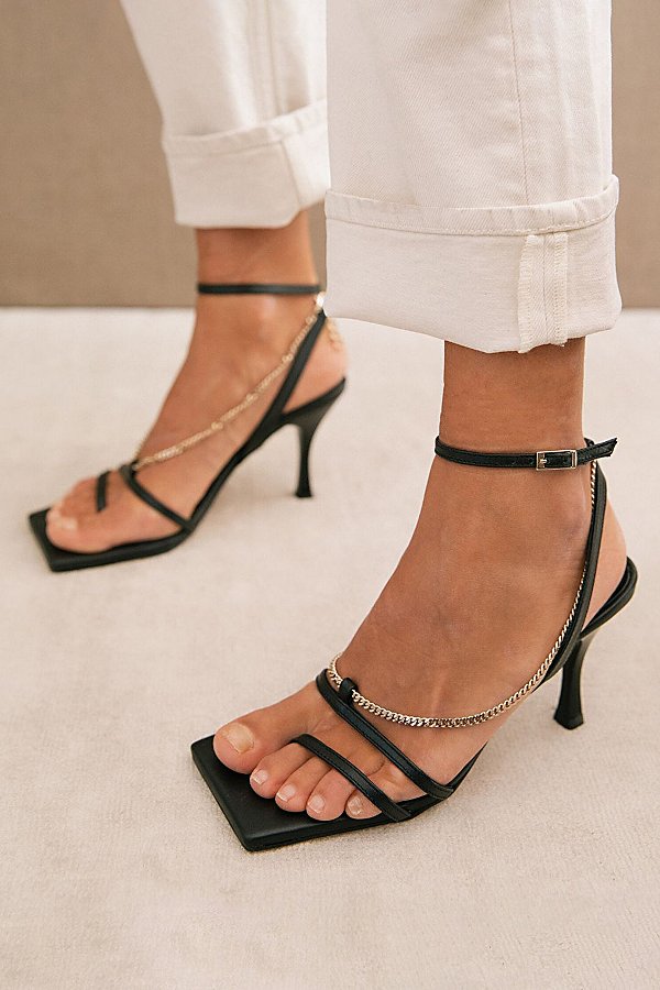 ALOHAS LEATHER STRAPPY CHAIN HEEL