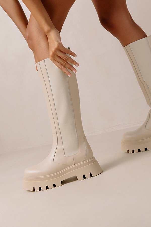 Shop Alohas Go Getter Leather Tall Platform Chelsea Boot In Cream, Women's At Urban Outfitters
