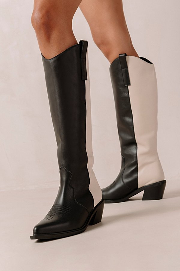 Alohas Mount Leather Cowboy Boot In Black Cream