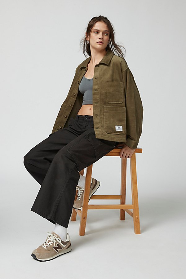 ALPHA INDUSTRIES CORDUROY CHORE JACKET IN GREEN, WOMEN'S AT URBAN OUTFITTERS