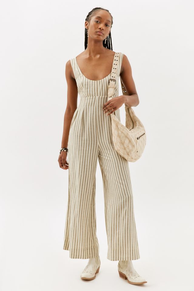 Linen best sale jumpsuit striped