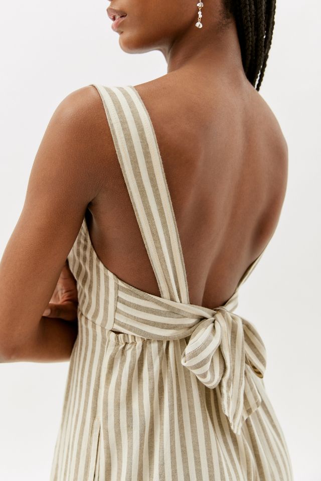 Urban Outfitters Uo Nyma Linen Strappy Romper in Natural