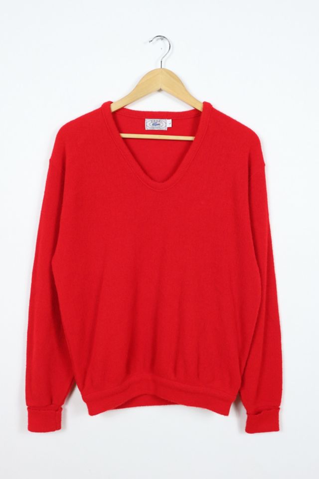 Vintage Lacoste V-Neck Red Sweater | Urban Outfitters