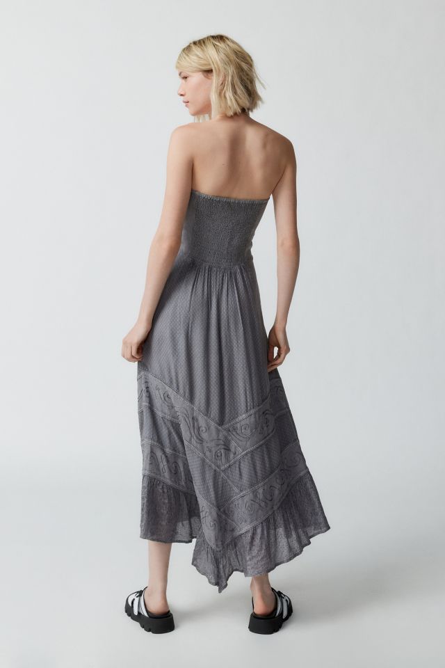 UO Madelyn Embroidered Lace-Up Midi Dress #2