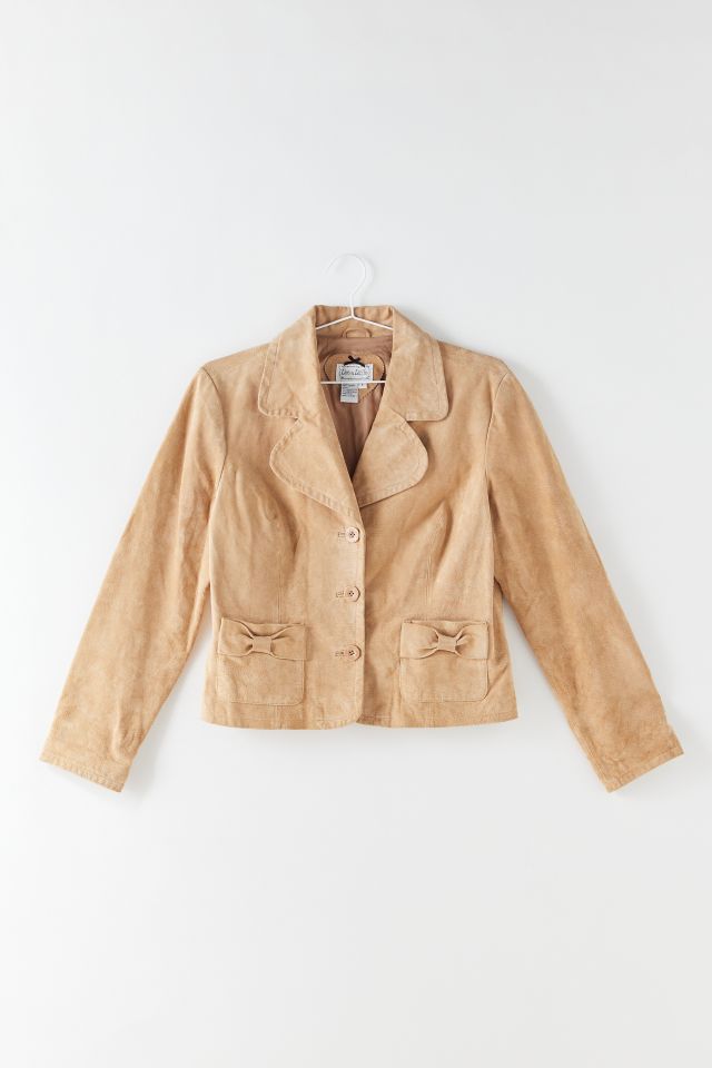 Vintage Bow Pocket Suede Jacket