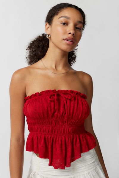 Out From Under Amie Ruched & Ruffled Strapless Tube Top In Red, Women's At  Urban Outfitters | ModeSens