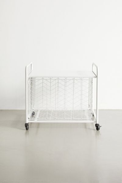 Urban Outfitters Mini Fridge Storage Cart In White
