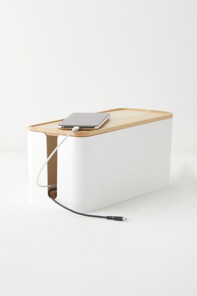 Urban Outfitters Cable Organizer Storage Bin In White