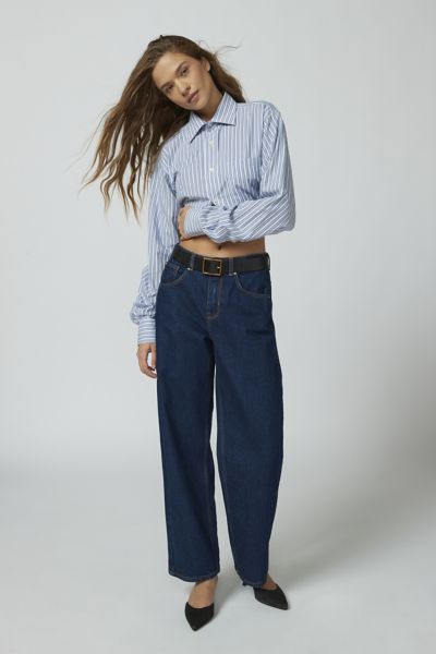 Urban Outfitters Mia Basic Belved Belt In Black/gold