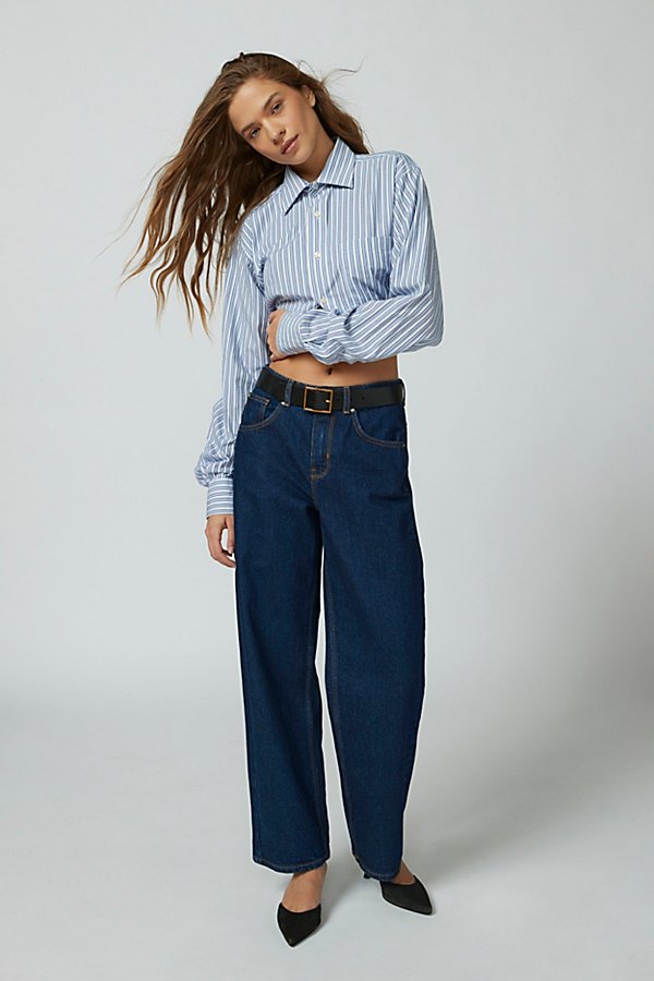 Urban Outfitters Mia Basic Belved Belt In Black/gold