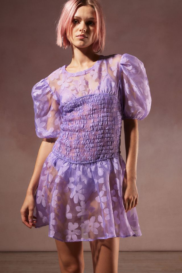 For Love & Lemons Ariandre Sheer Floral Mini Dress #2