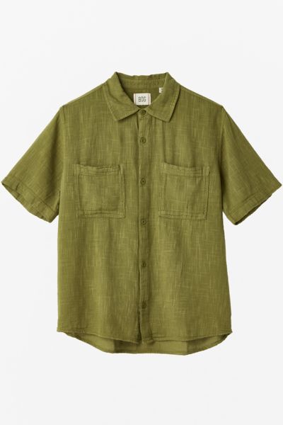 BDG Bandana Print Linen Short Sleeve Button-Down Shirt in 2023