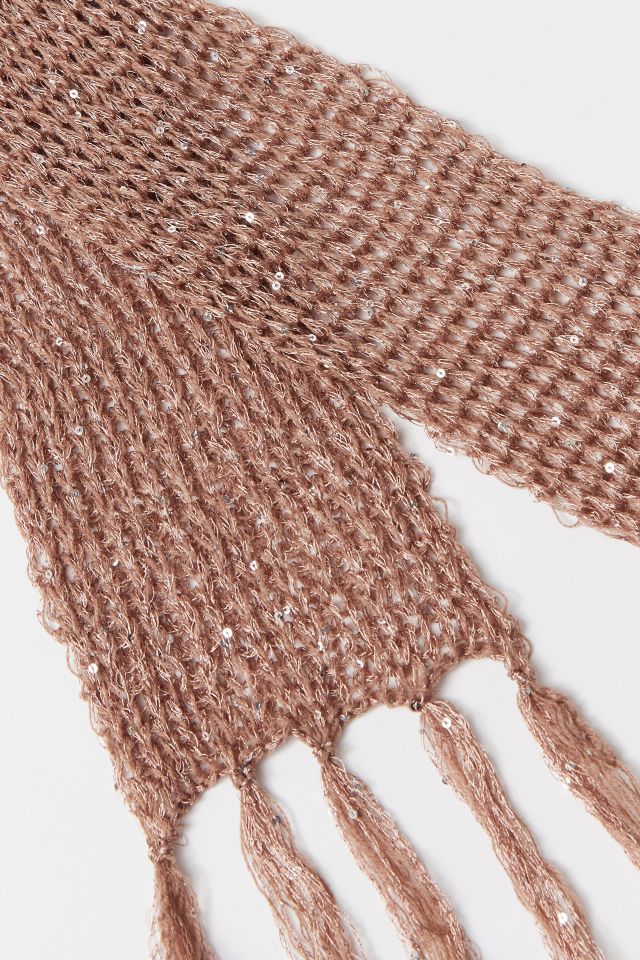 Sequin Netted Skinny Scarf #2