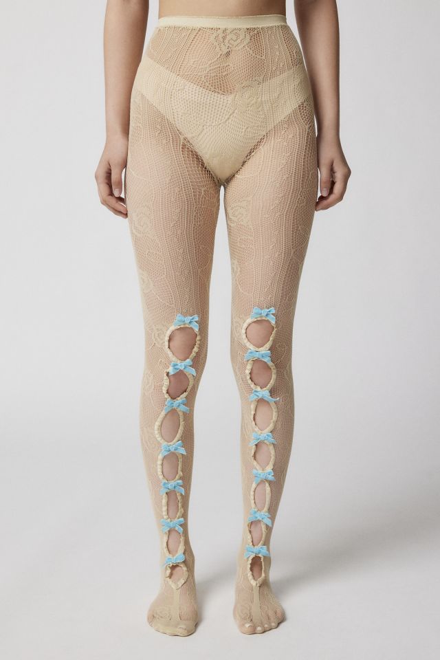 Bow Cutout Rose Lace Tight #1