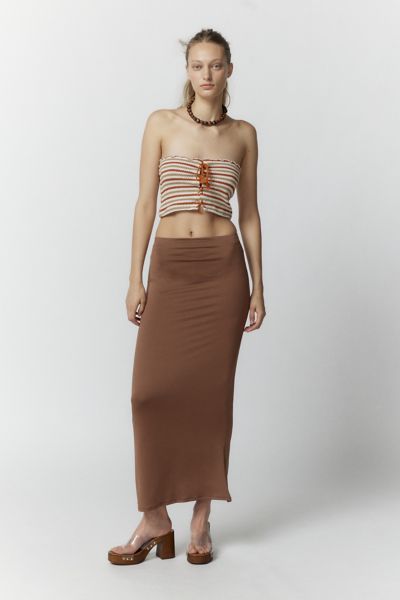 Urban Outfitters Uo Dominique Maxi Skirt In Brown