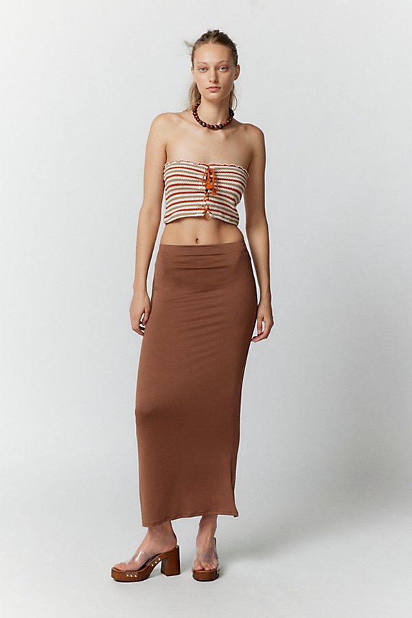 Urban Outfitters Uo Dominique Maxi Skirt In Brown